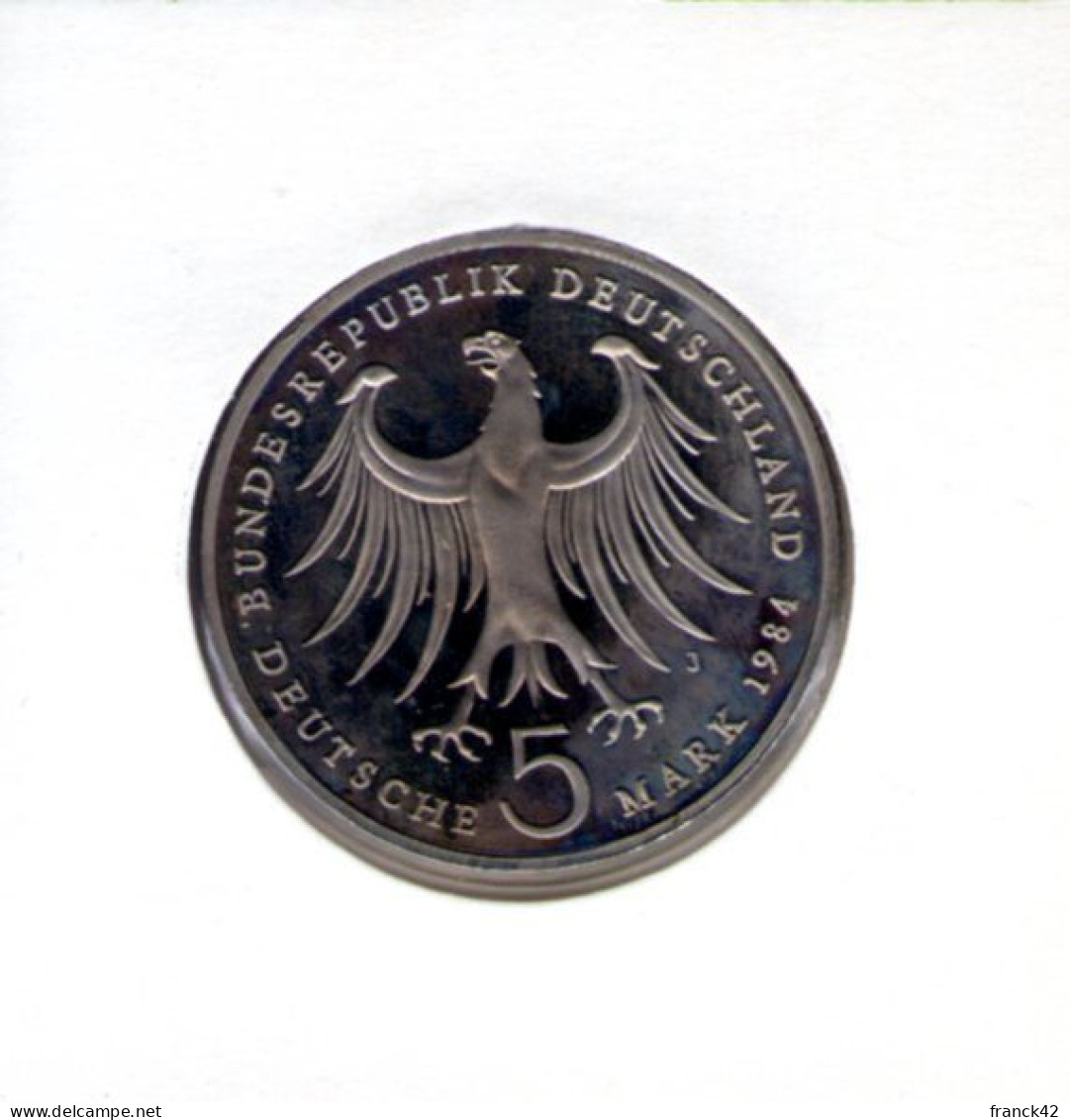 Allemagne. 5 DM. Felix Mendelssohn. 1984 J - 5 Marcos