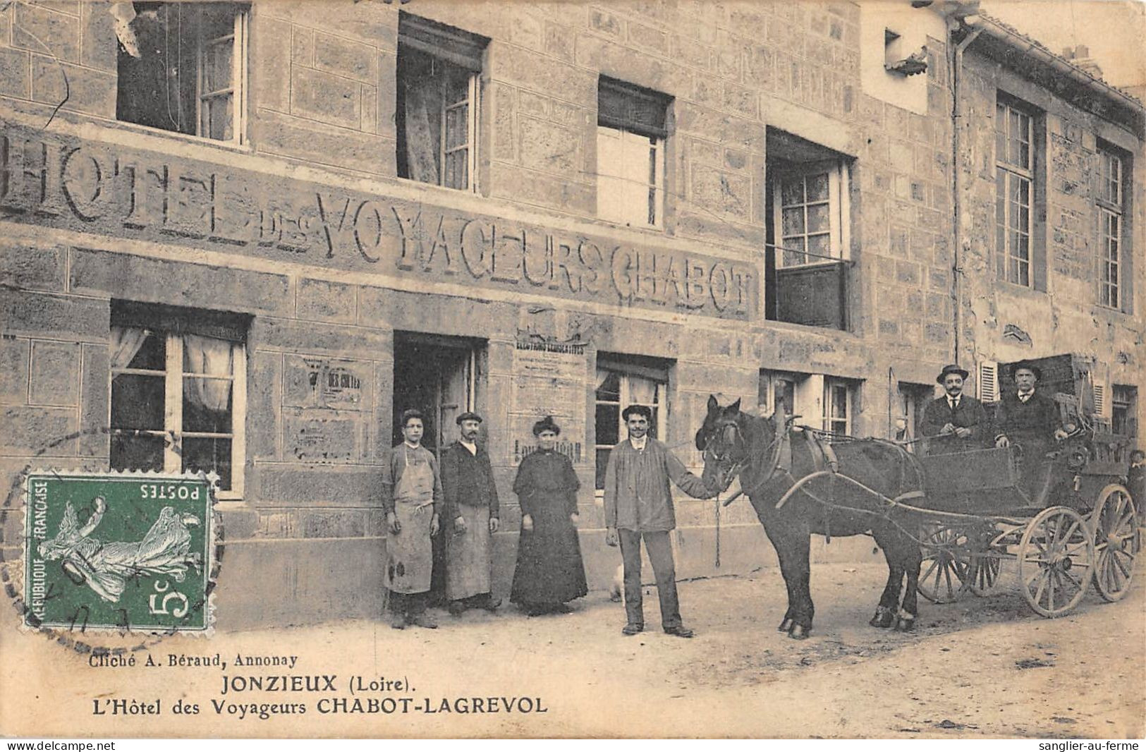 CPA 42 JONZIEUX / L'HOTEL DES VOYAGEURS / CHABOT LAGREVOL - Andere & Zonder Classificatie