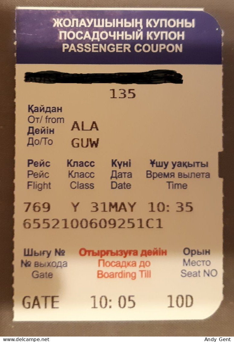 Boarding Pass / Avion / Aviation / SCAT / Kazakhstan - Instapkaart