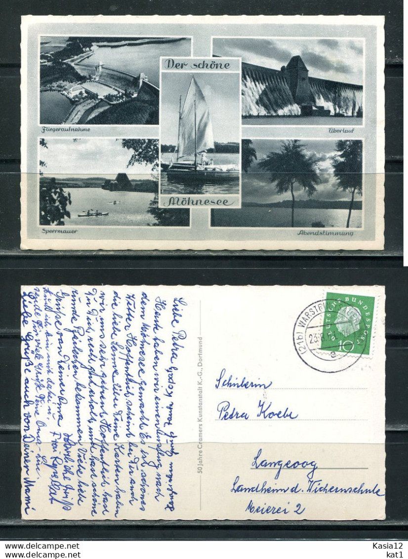 K13205)Ansichtskarte: Moehnesee, Mehrbildkarte, Gelaufen 1962 - Möhnetalsperre
