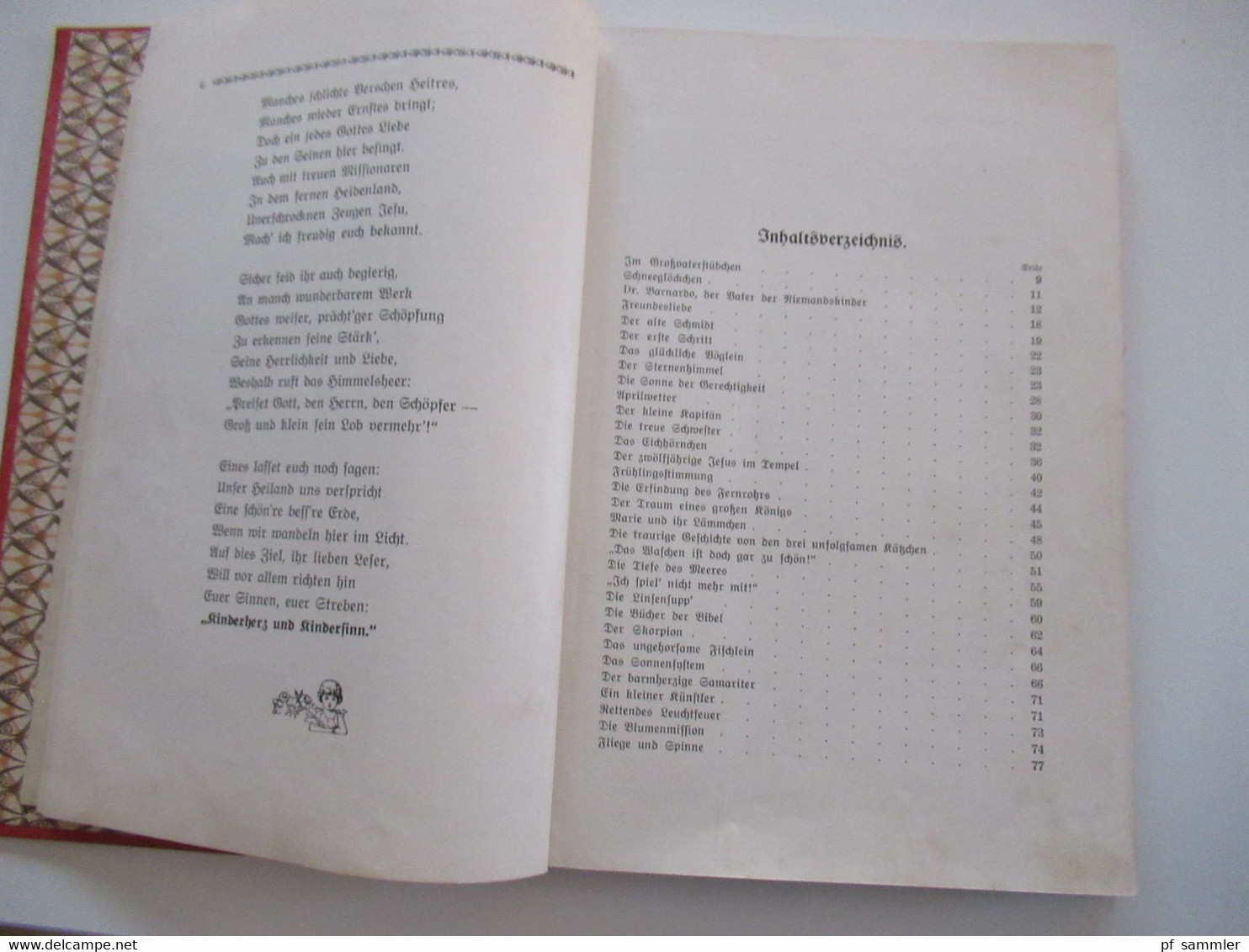 1930er Jahre altes Kinderbuch Kinderherz und Kindersinn ausgewählte Erzählungen Erster Band 12. Auflage