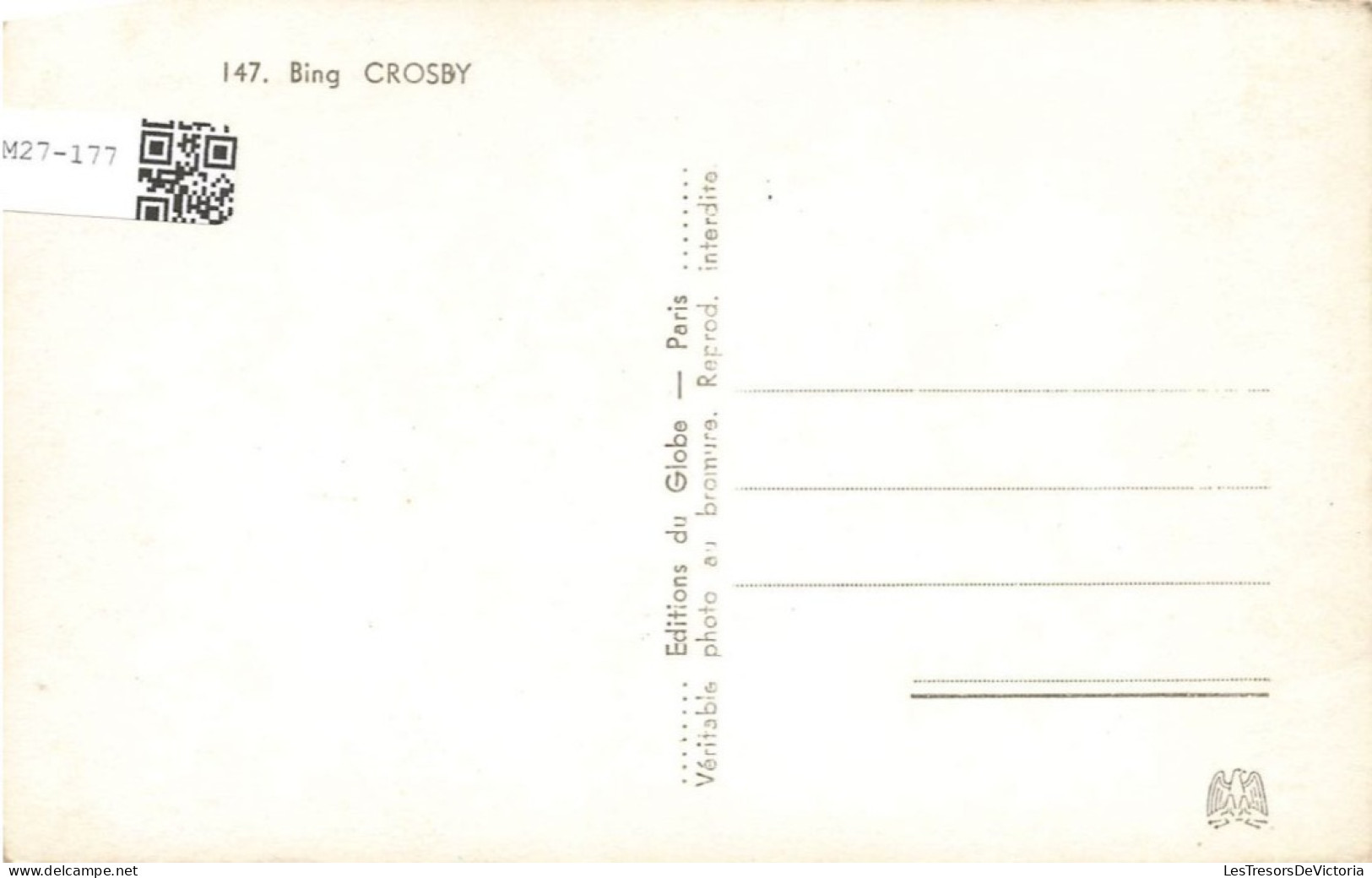 CELEBRITE - Bing Crosby - Chanteur Américain - Carte Postale - Chanteurs & Musiciens