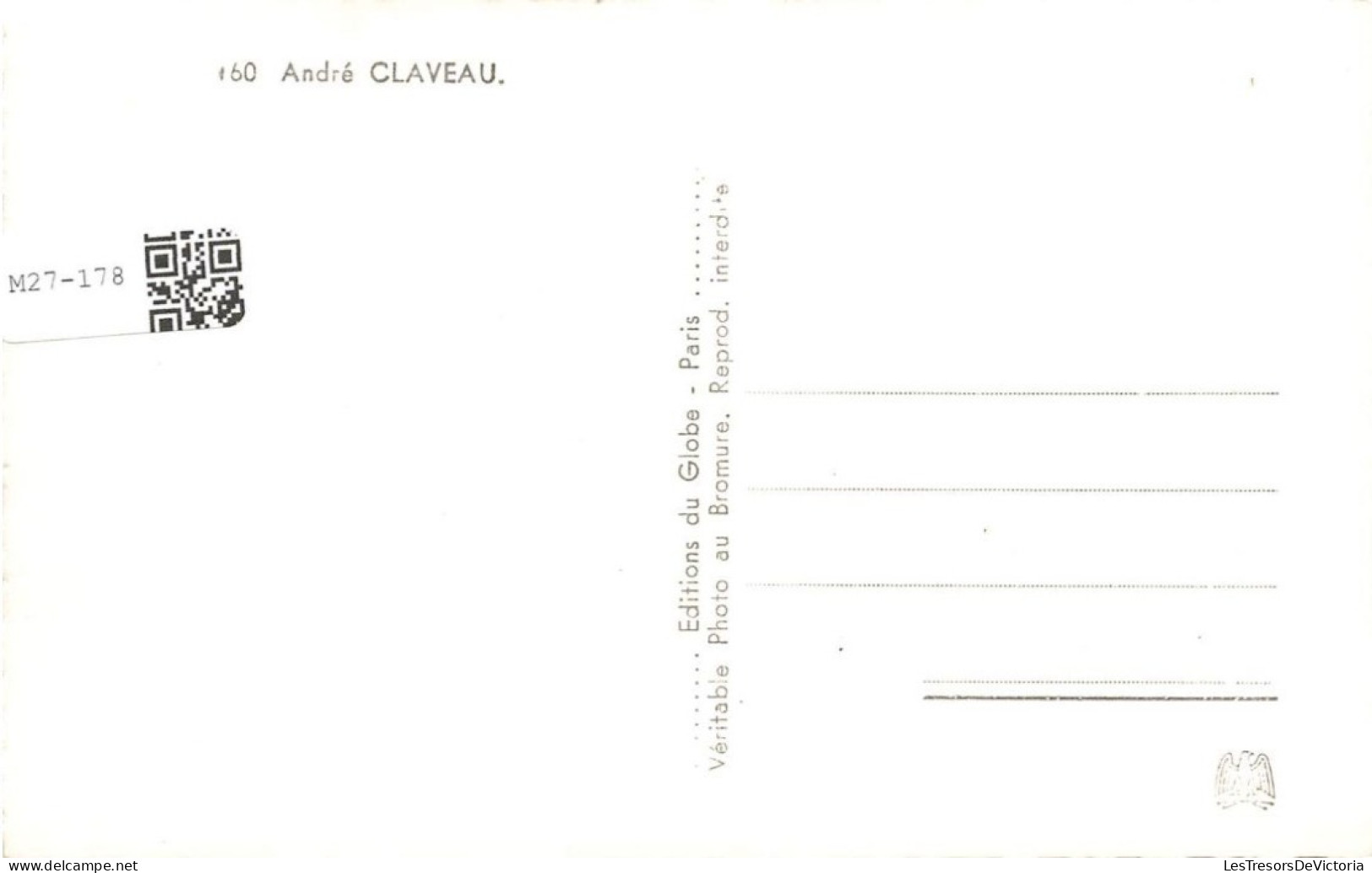 CELEBRITE - André Claveau - Chanteur Français - Carte Postale - Chanteurs & Musiciens