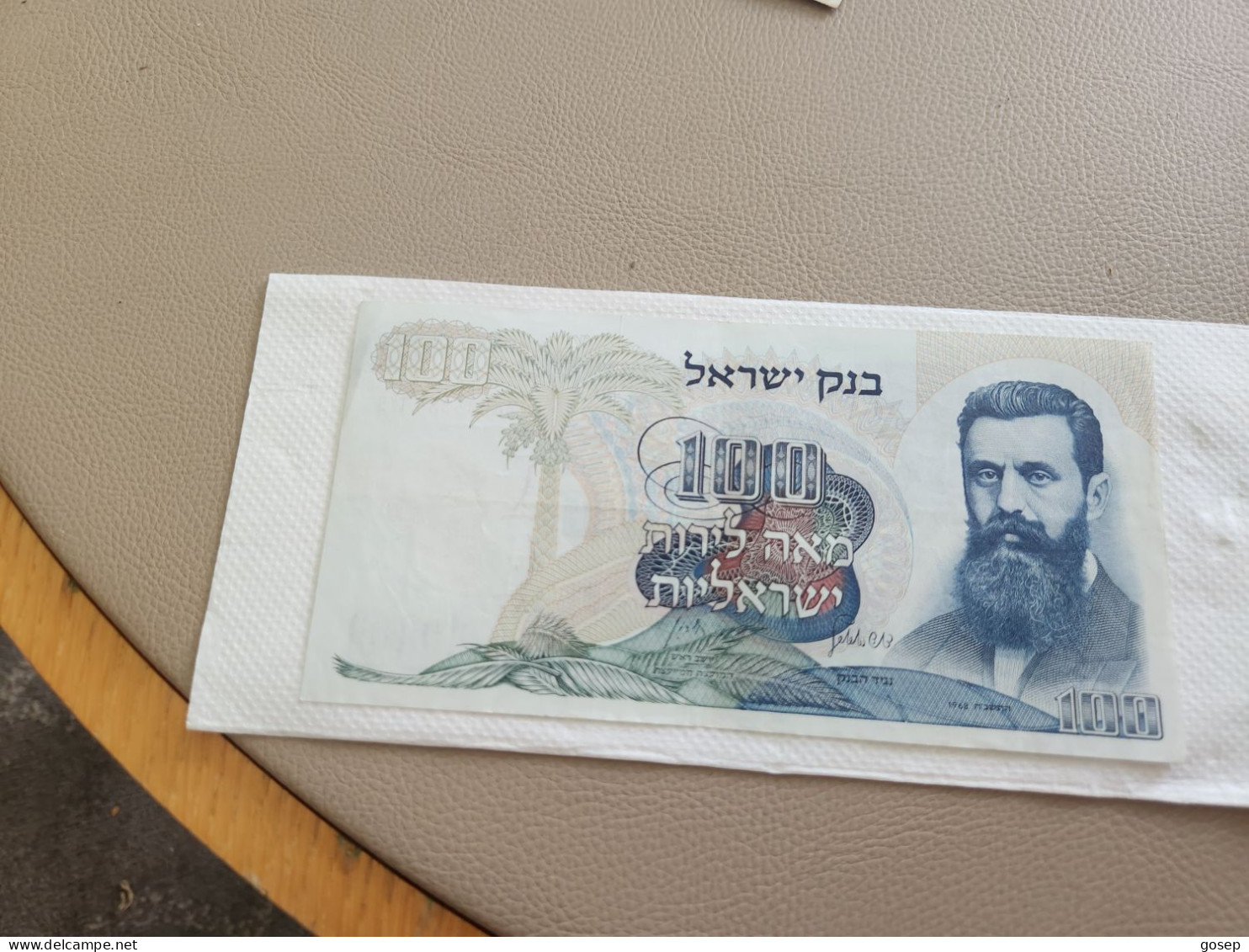 Israel-100 LIROT-BENJAMIN ZE'EV HERZL-(1968)-(RED-NUMBER)-(282)-(46335384-ז/5)-U.N.C-bank Note - Israel