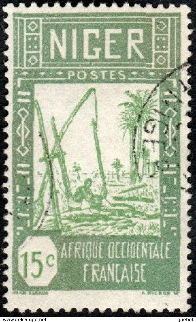 Niger Obl. N° 34 - Puits Le 15c Vert Et Vert-bleu - Gebruikt