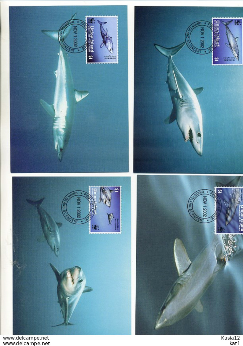 A41565)WWF-Maximumkarte Fische: Union Isl. 269 - 272 - Cartes-maximum