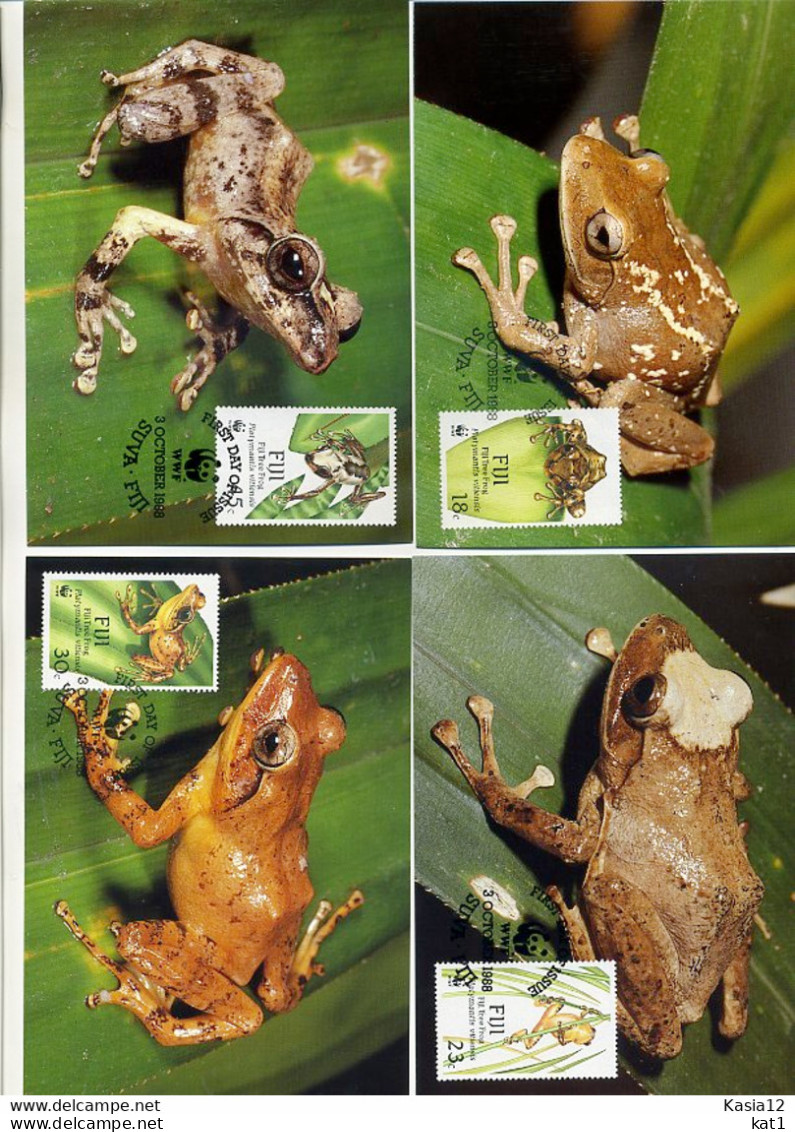 A41578)WWF-Maximumkarte Reptilien: Fiji 586 - 589 - Cartes-maximum