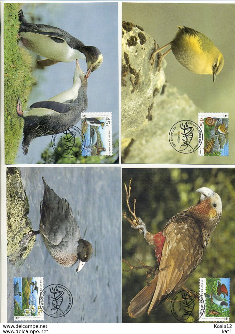 A41692)WWF-Maximumkarte Vogel: Neuseeland 1290 - 1293 - Maximum Cards