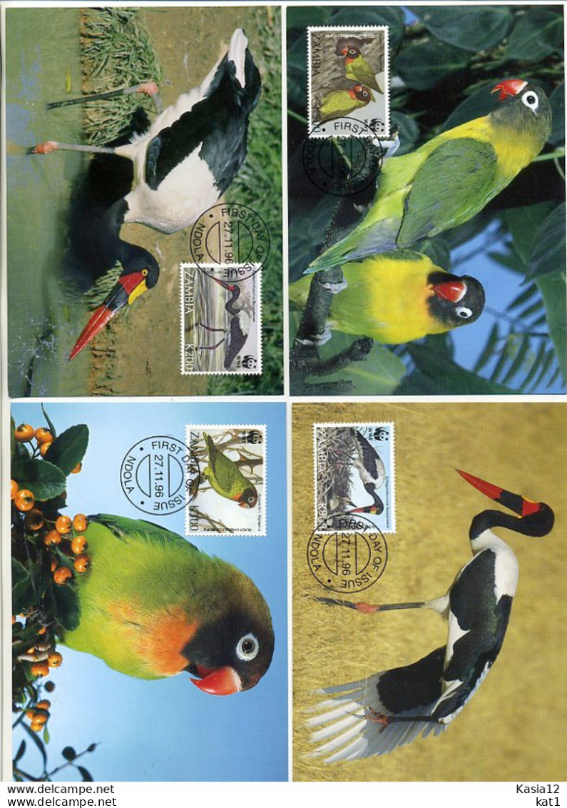 A41713)WWF-Maximumkarte Vogel: Sambia 656 - 659 - Maximum Cards