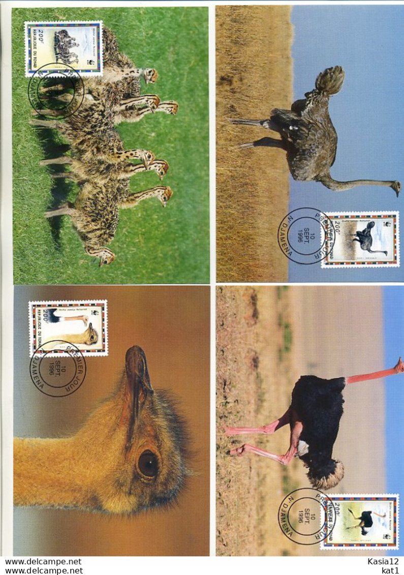 A41734)WWF-Maximumkarte Vogel: Tschad 1370 - 1373 A - Cartes-maximum