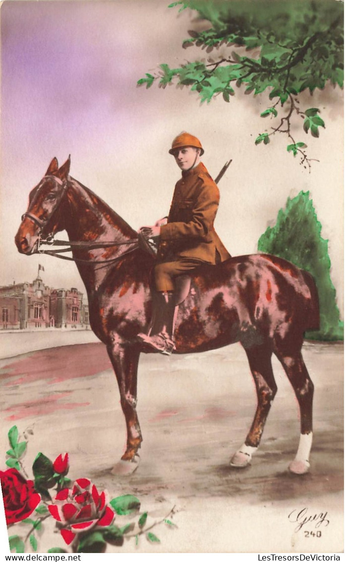 FANTAISIES - Homme - Soldat Sur Un Cheval - Carte Postale Ancienne - Men