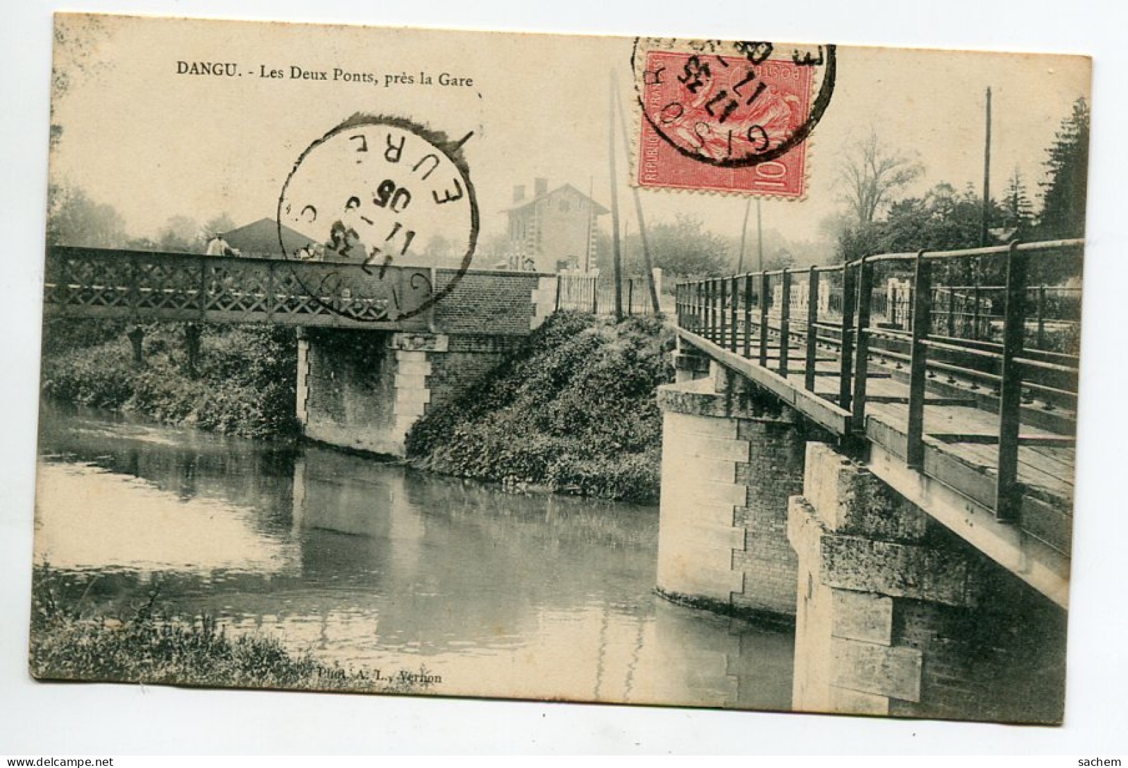 27 DANGU Les Deux Ponts Pres De La Gare 1905 écrite Timbrée   D13 2019  - Dangu