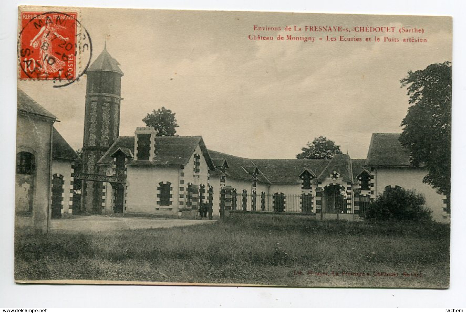 72 LA FRESNAYE Sur CHEDOUET Environs Chateau De MONTIGNY Ecuries Et Puits Artésien  1910 Timb  D13 2019   - La Fresnaye Sur Chédouet