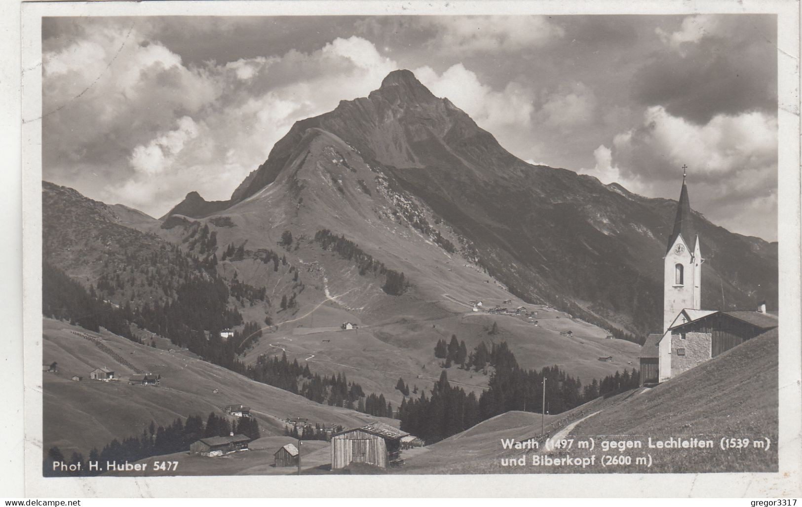 D9903) WARTH Gegen LECHLEITEN 1539m - Und Biberkopf 2600m - Alte FOTO AK - KIRCHE U. Holzhütte ALT! - Warth