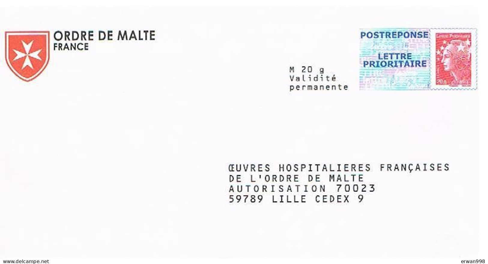 59 LILLE Postreponse Marianne De  Beaujard Oeuvres Françaises De L'ordre De Malte - 12P427 (102) - PAP: Antwort/Beaujard