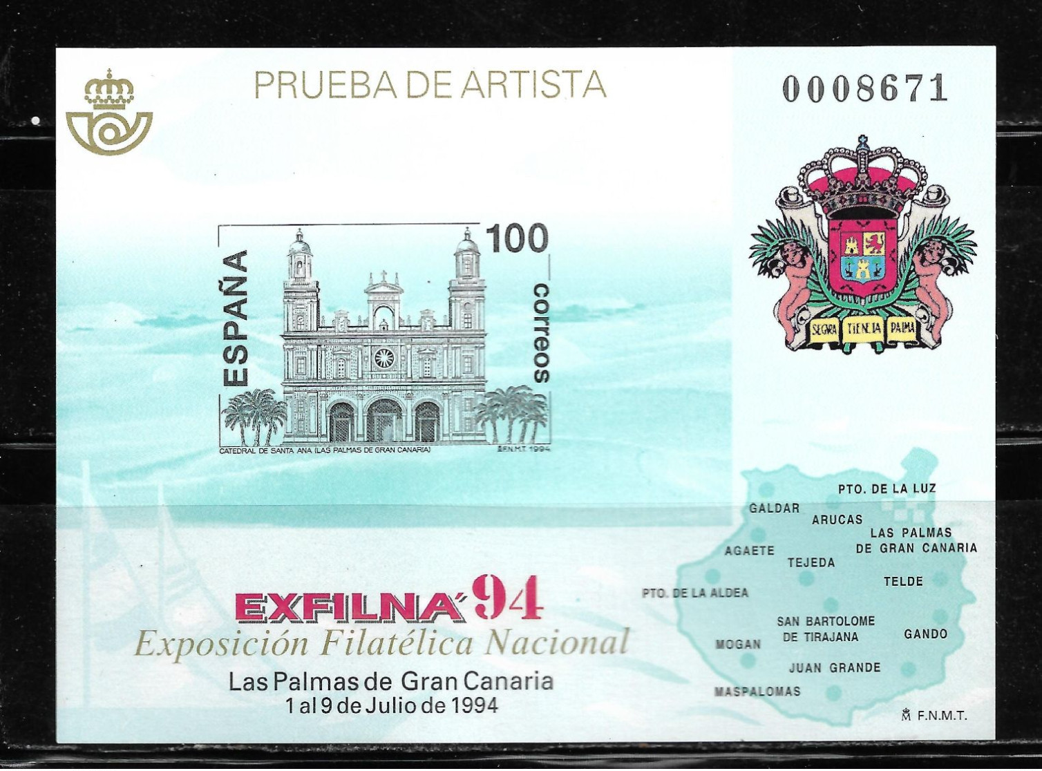 ESPAÑA 1994, PRUEBA OFICIAL EDIFIL 33 - EXFILNA ' 94.     MNH. - Varietà E Curiosità