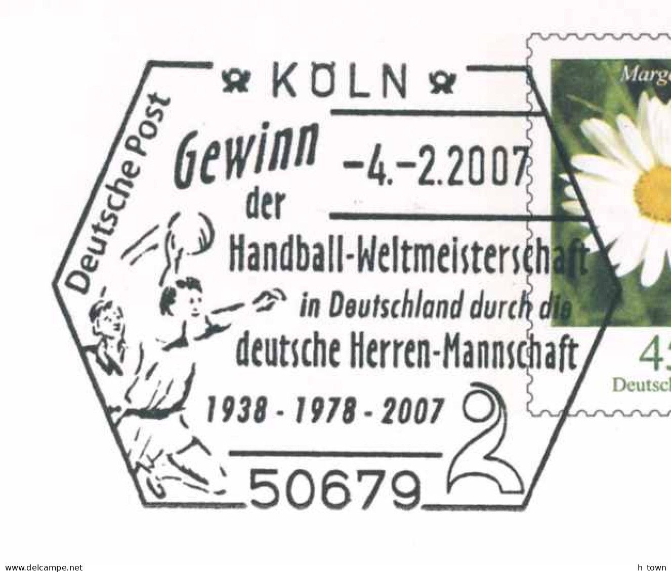 619  Champion Du Monde De Handball 1938 - 1978 - 2007: Oblit. Temp. D'Allemagne, 2007 - World Men's Handball Champion - Pallamano