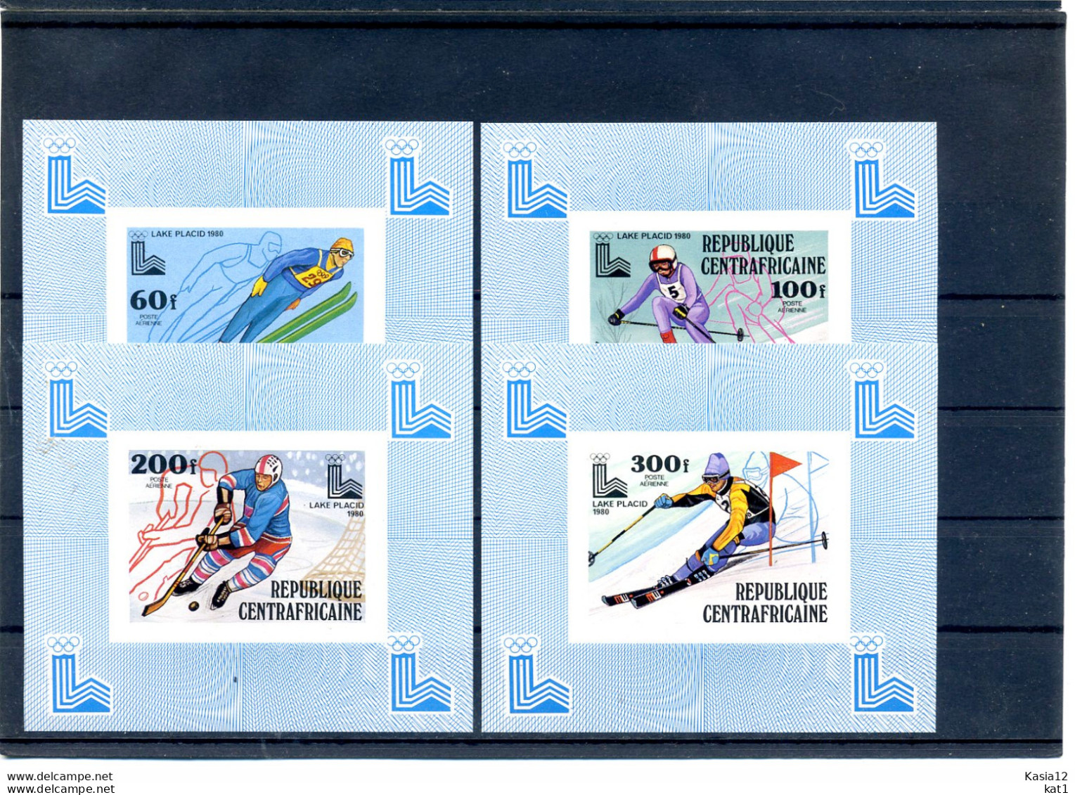 A37183)Olympia 80: Zentralafrika 632 - 635 B Einzelblocks** - Invierno 1980: Lake Placid