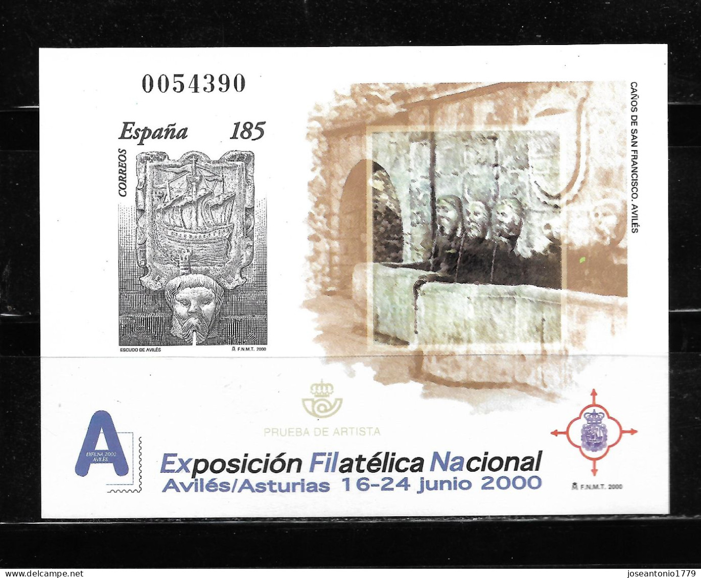 ESPAÑA 2000,  PRUEBA OFICIAL EDIFIL 72 - EXFILNA ' 2000.     MNH. - Variedades & Curiosidades