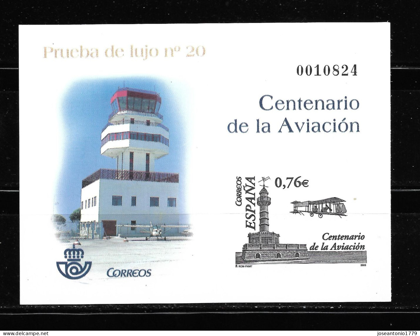 ESPAÑA 2003,  PRUEBA OFICIAL EDIFIL 82 - CENTENARIO DE LA AVIACIÓN.     MNH. - Varietà E Curiosità