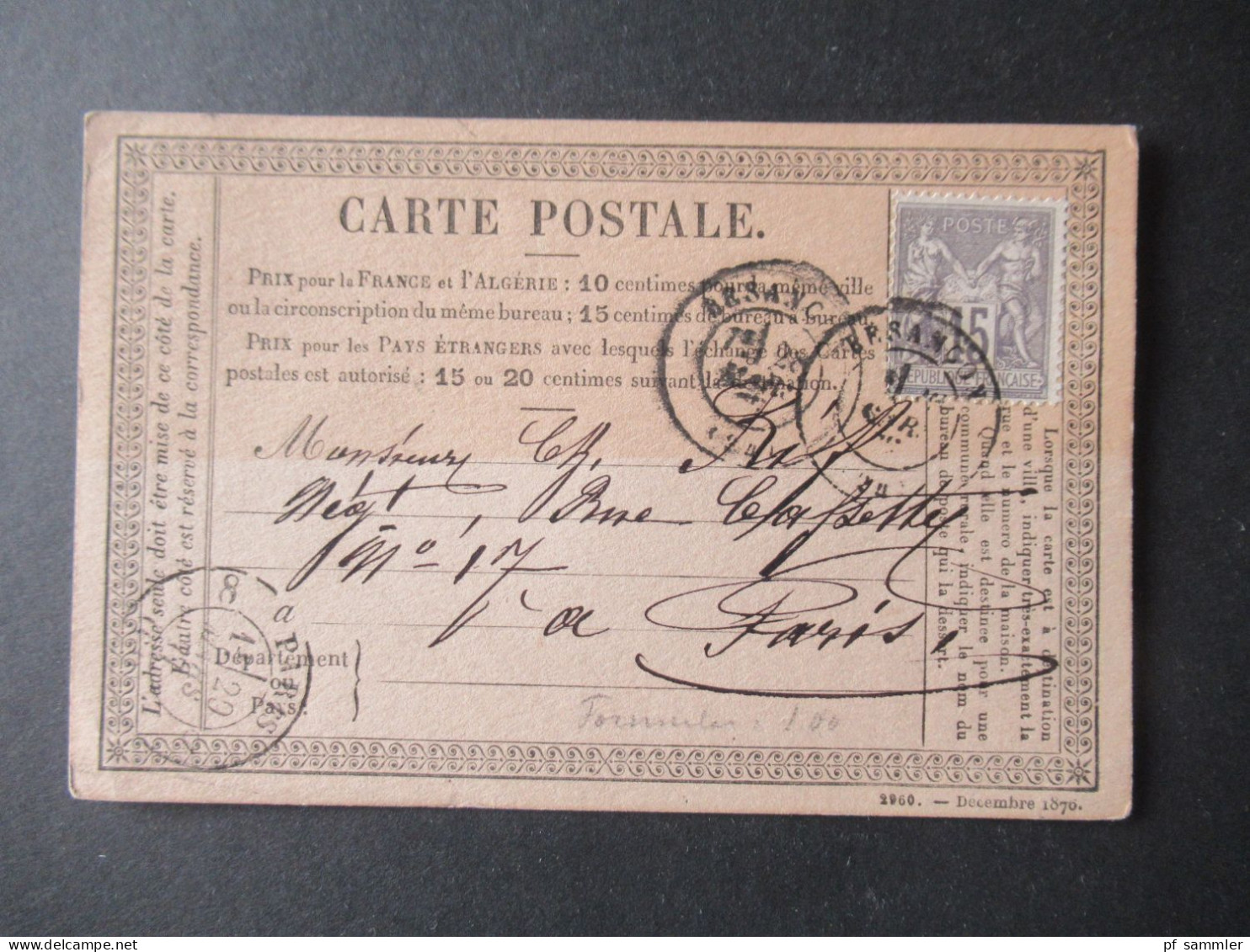 Frankreich 1870er Jahre Carte Postale / PK Toller Posten Mit 80 Stück!! Überwiegend Frankiert Und Ins Ausland Gesendet! - 1871-1875 Ceres