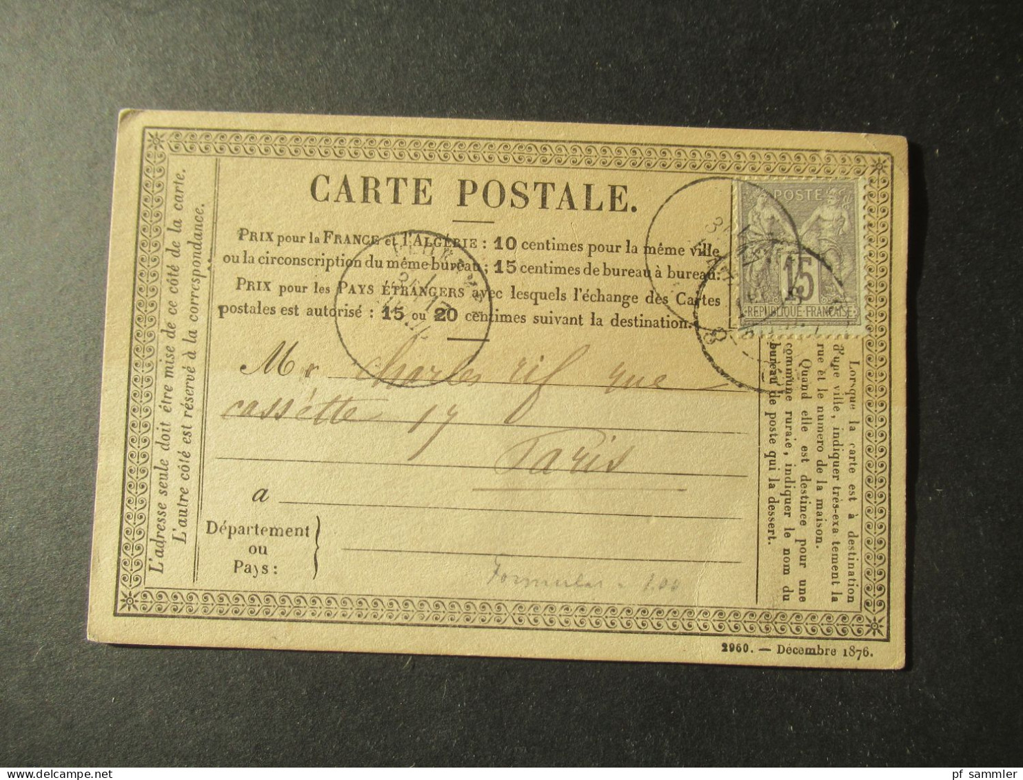 Frankreich 1870er Jahre Carte Postale / PK toller Posten mit 80 Stück!! Überwiegend frankiert und ins Ausland gesendet!