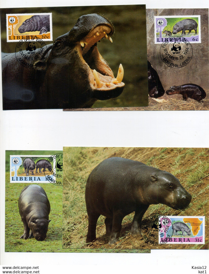 A45135)WWF-Maximumkarte Saeugetiere: Liberia 1315 - 1318 - Maximum Cards