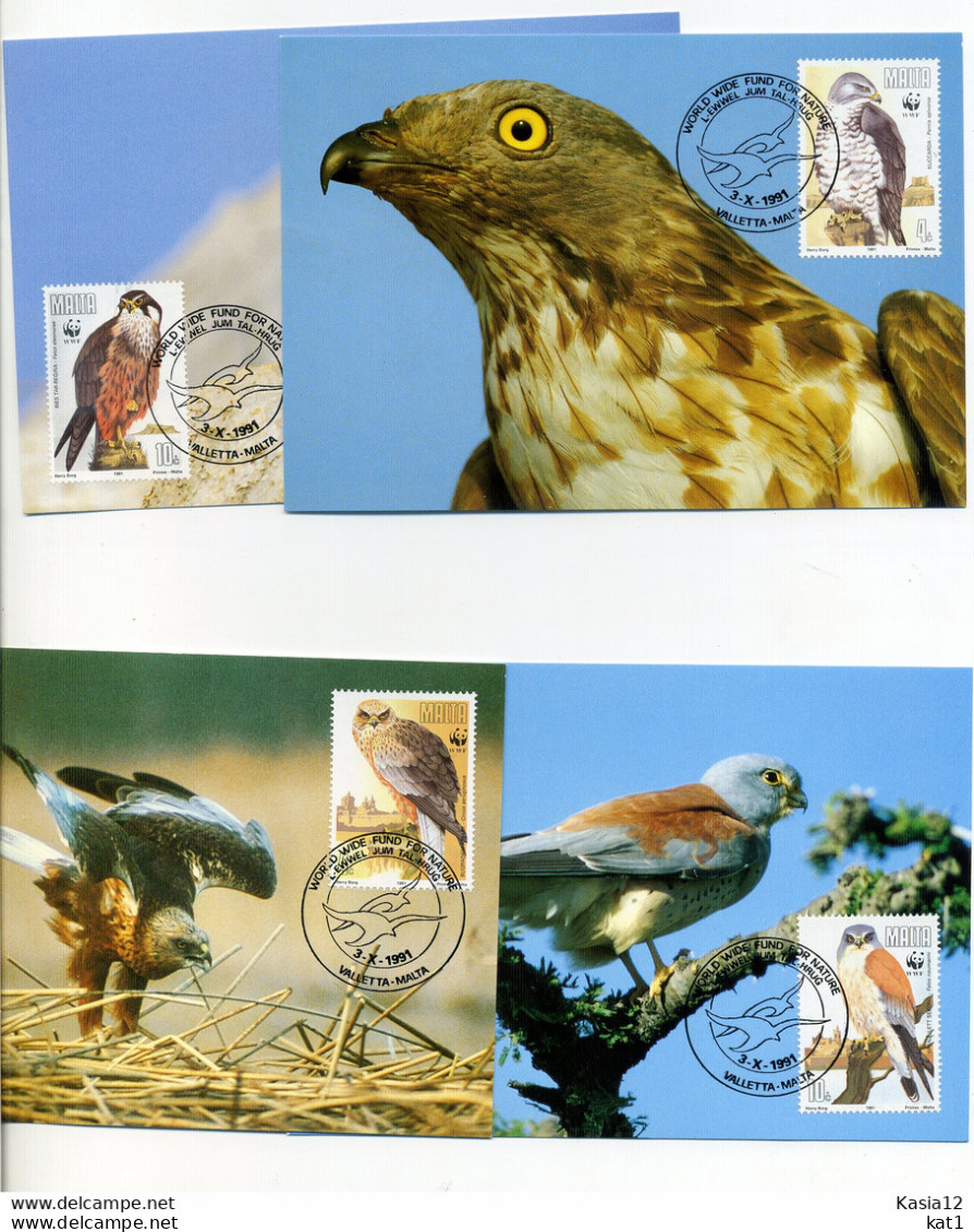 A45185)WWF-Maximumkarte Vogel: Malta 864 - 867 - Maximumkarten