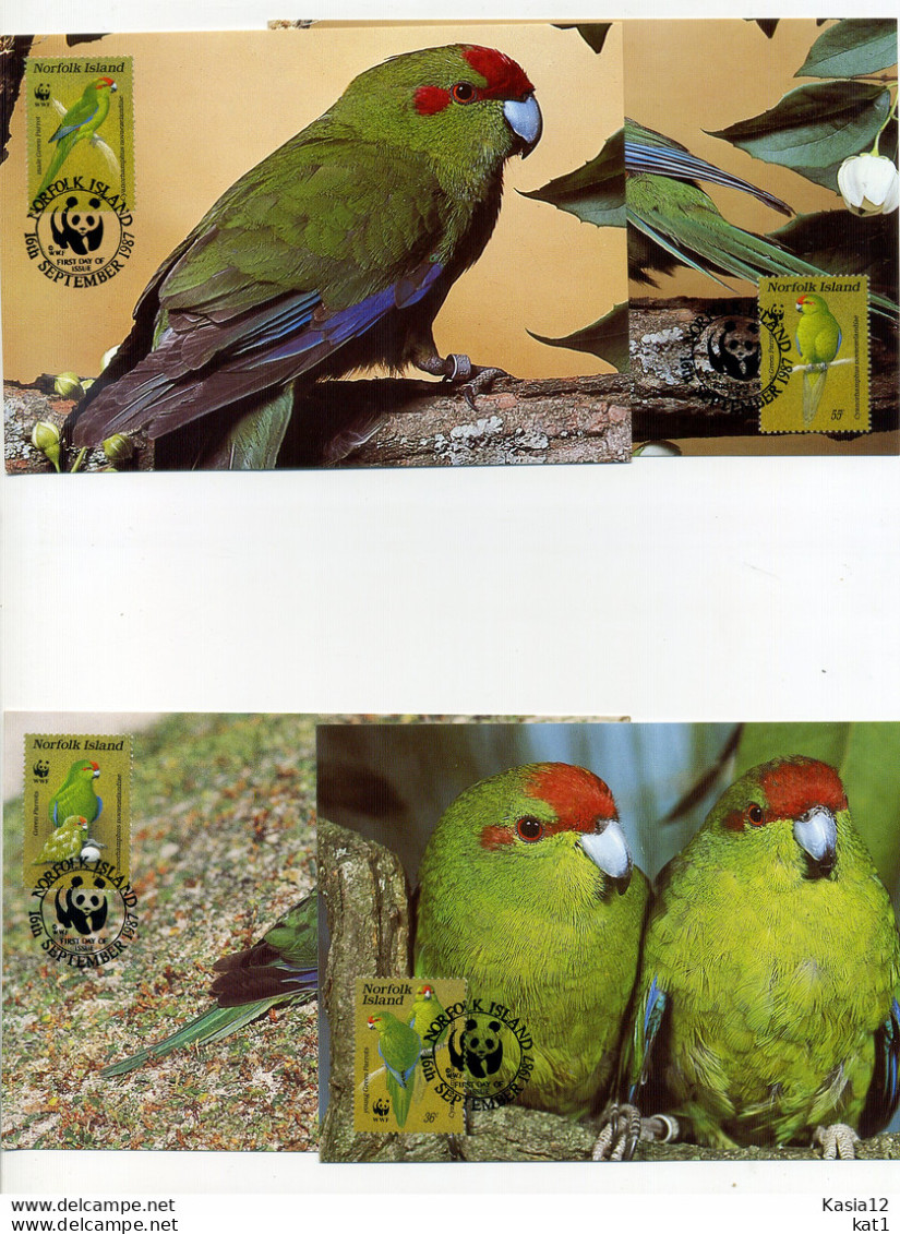 A45190)WWF-Maximumkarte Vogel: Norfolk-Inseln 421 - 424 - Cartes-maximum