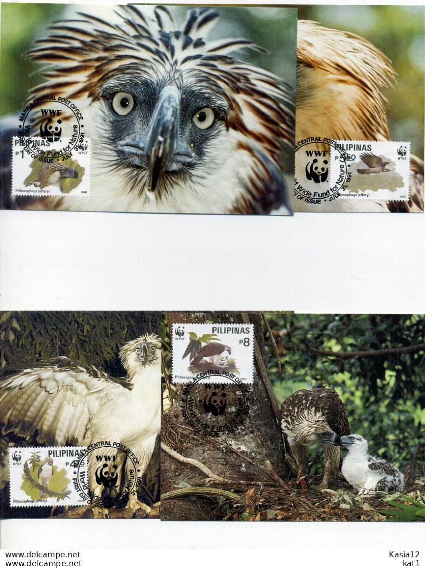 A45193)WWF-Maximumkarte Vogel: Philippinen 2038 - 2041 - Cartes-maximum