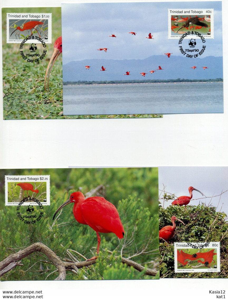 A45201)WWF-Maximumkarte Vogel: Trinidad + Tobago 596 - 599 - Cartes-maximum