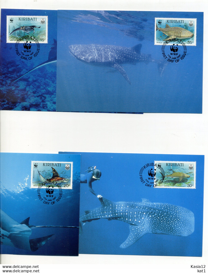 A45208)WWF-Maximumkarte Fische: Kiribati 566 - 569 - Cartes-maximum