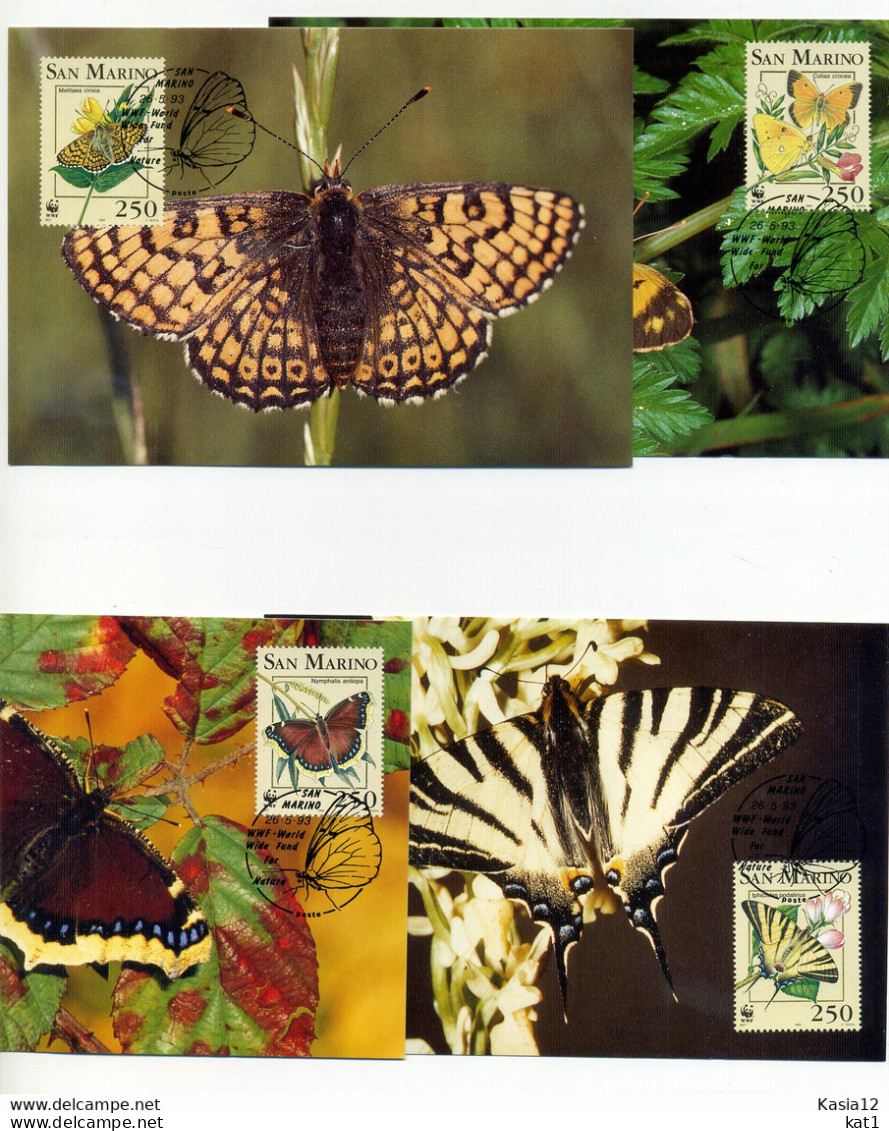 A45215)WWF-Maximumkarte Schmetterlinge: San Marino 1535 - 1538 - Cartes-maximum