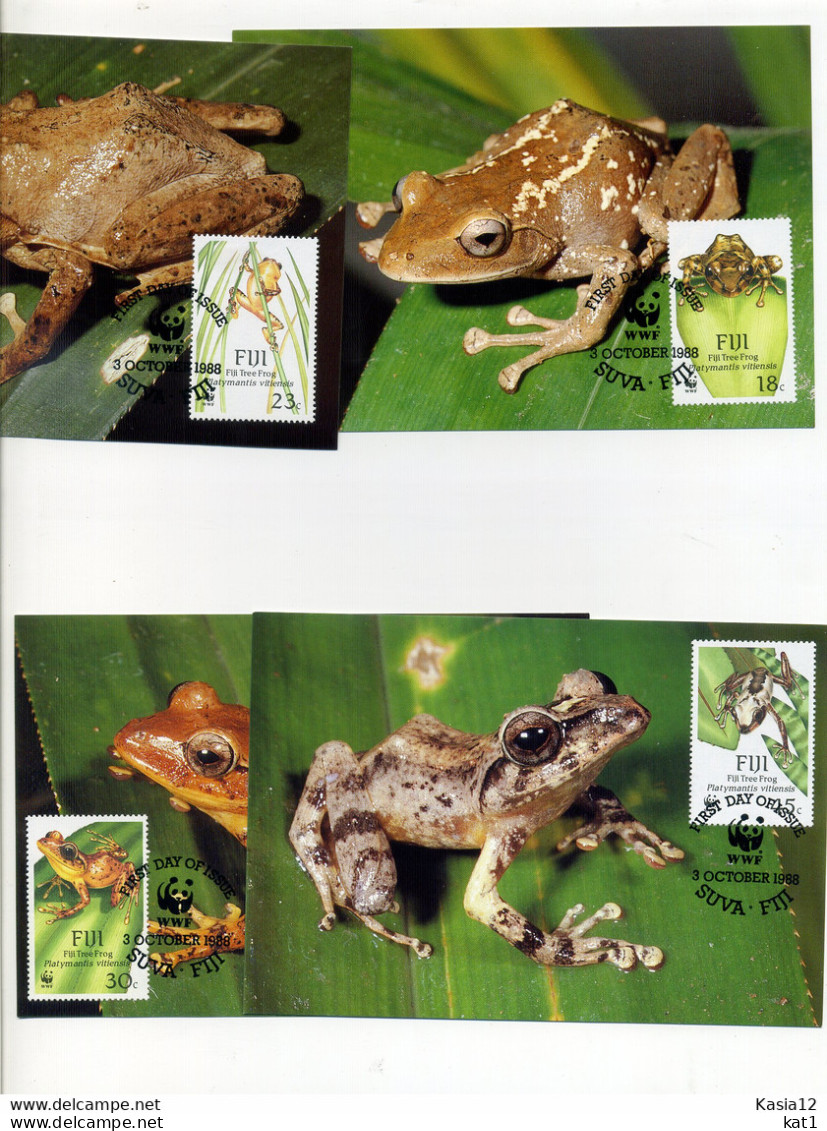 A45217)WWF-Maximumkarte Reptilien: Fiji 586 - 589 - Cartes-maximum