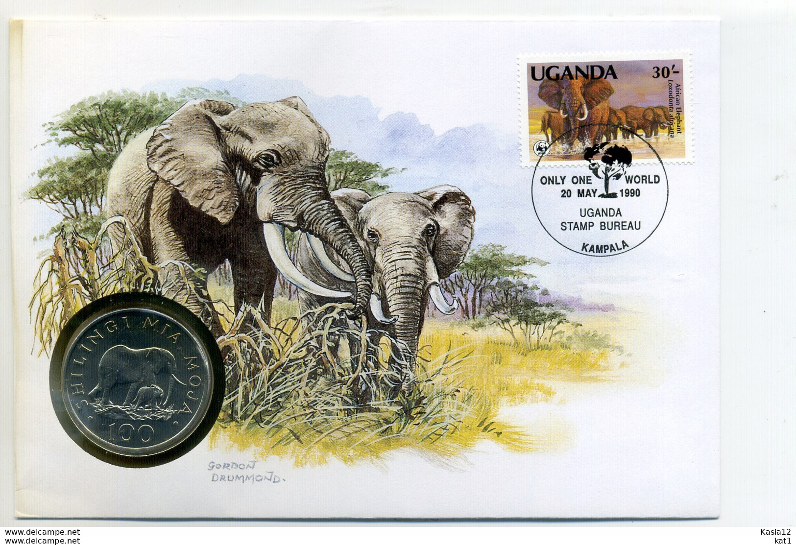 A45235)WWF-Muenz-Brief Saeugetiere: Uganda  363 + Muenze - Storia Postale