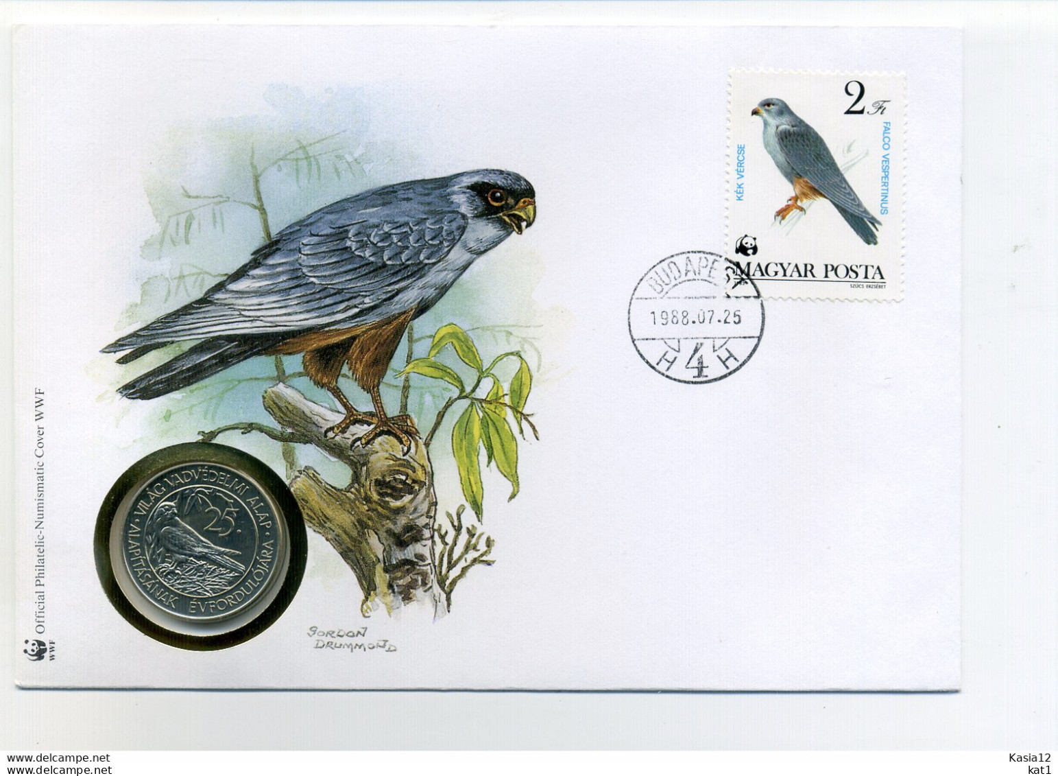 A45340)WWF-Muenzbrief Vogel: Ungarn 3626 A + Muenze - Lettres & Documents