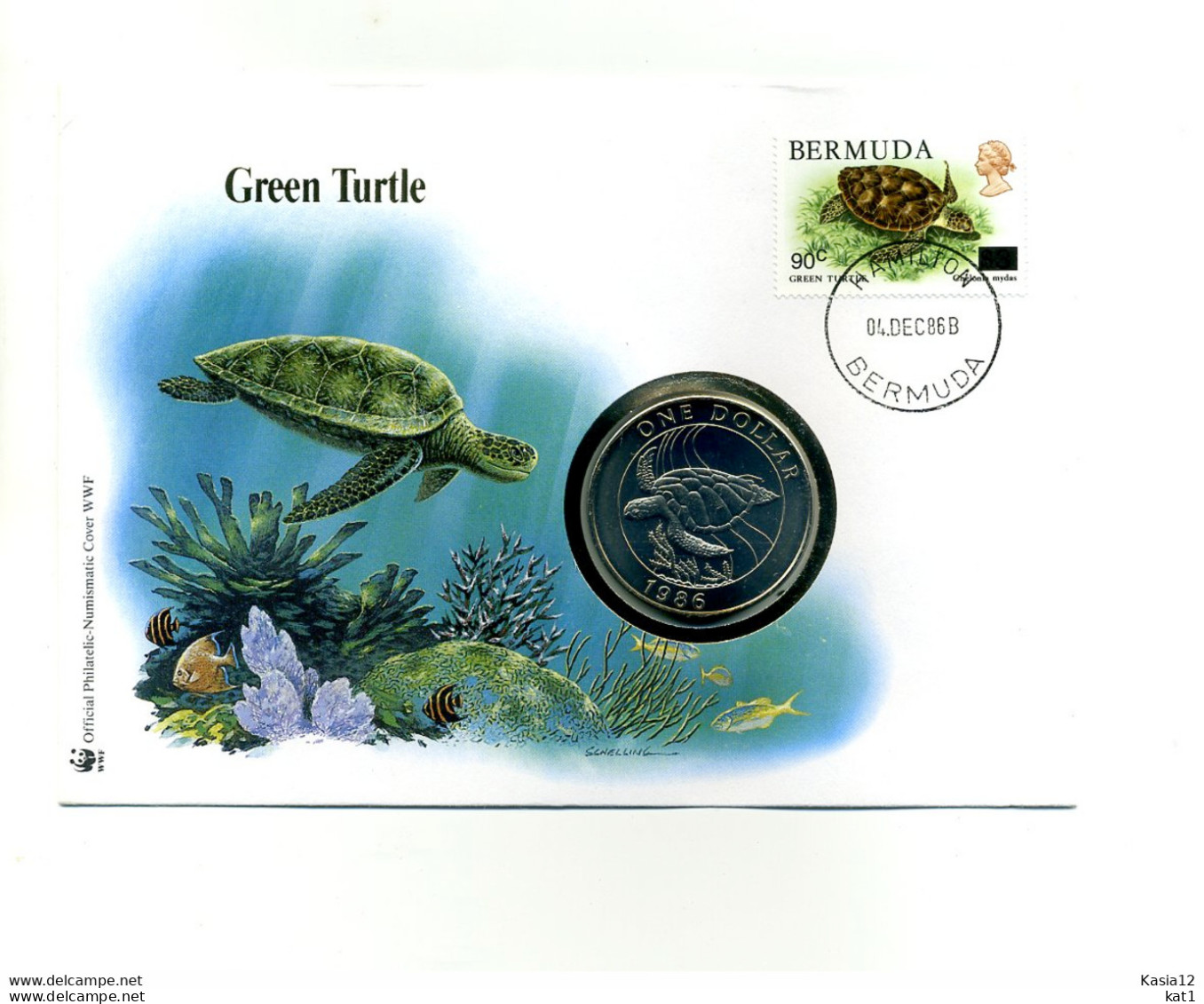 A45342)WWF-Muenzbrief Reptilien: Bermuda 498 + Muenze - Brieven En Documenten