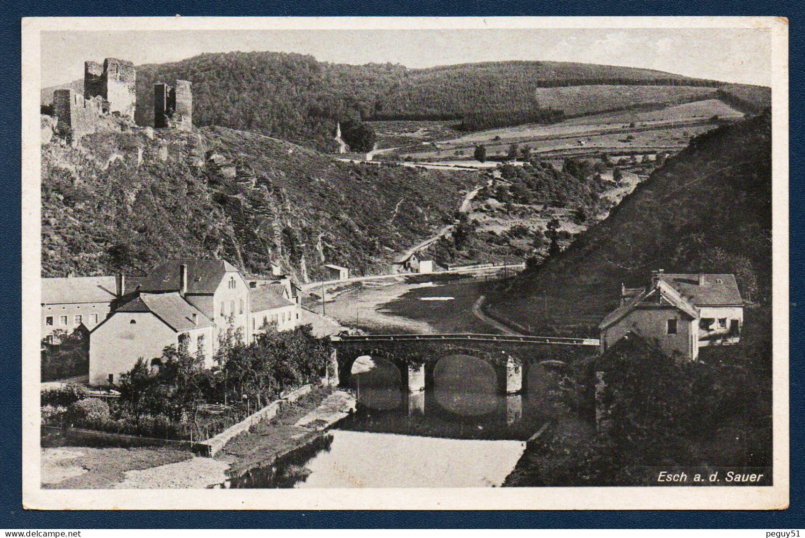 Luxembourg. Esch-sur-Sûre. Pont à 3 Arches Sur La Sûre. Ruines Du Château. 1946 - Esch-Sauer