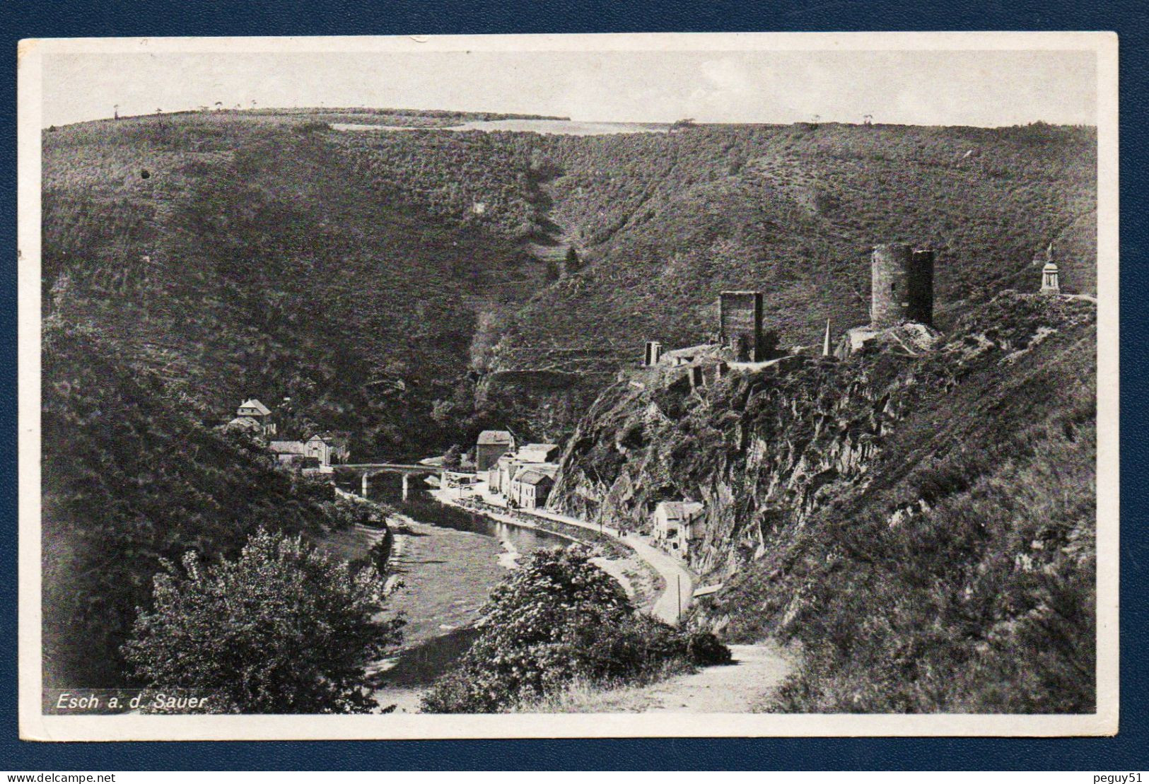 Luxembourg. Esch-sur-Sûre. Pont à 3 Arches Sur La Sûre. Ruines Du Château. Hôtel Des Ardennes (Arthur Ferber). 1948 - Esch-Sauer