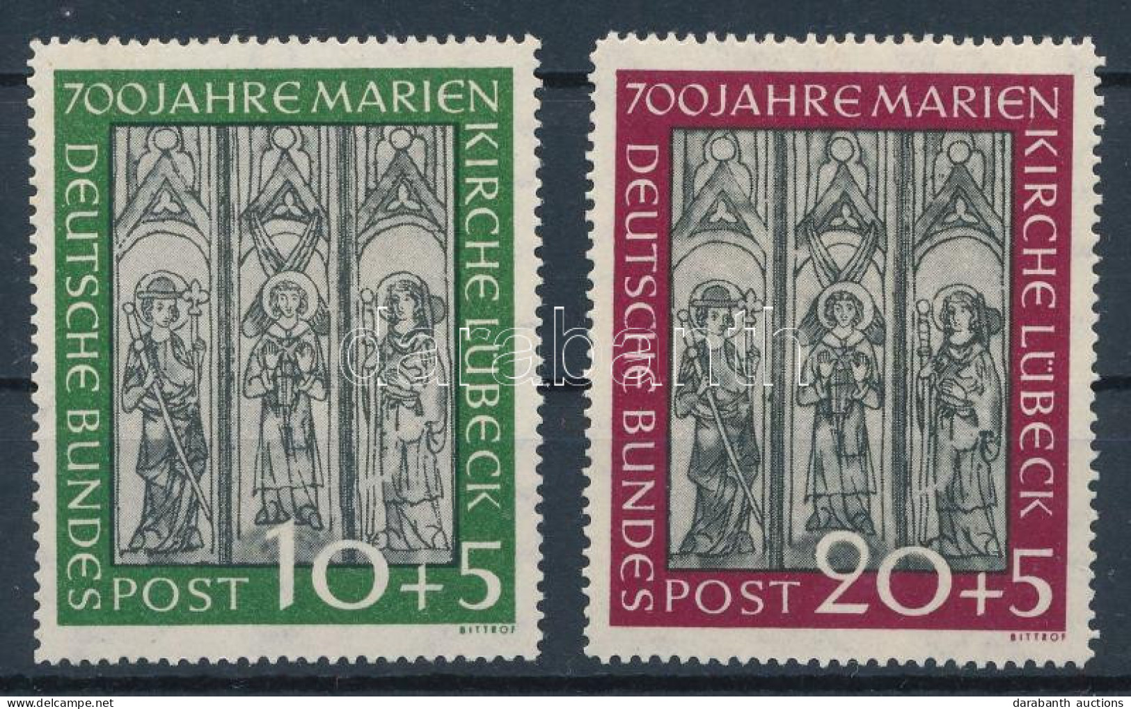 ** NSZK 1951 Lübecki Mária Templom Sor Mi 139-140 (Mi EUR 220.-) - Autres & Non Classés