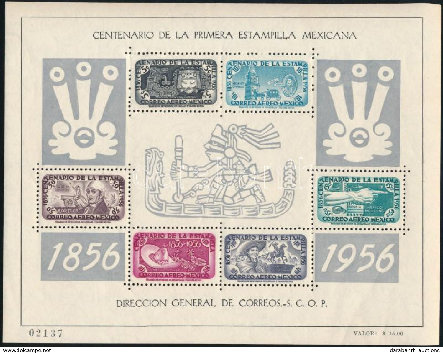 ** Mexikó 1956 100 éves A Bélyeg Fogazott + Vágott Blokk Mi 1-2 (Mi EUR 130.-) - Autres & Non Classés