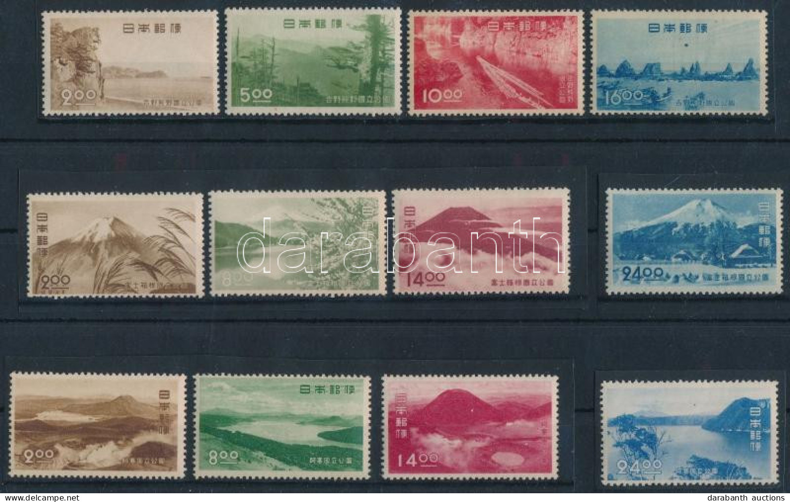 ** Japán 1949-1950 Nemzeti Parkok 3 Klf Sor Mi 442-445, 452-455, 502-505 (Mi EUR 133,-) - Other & Unclassified