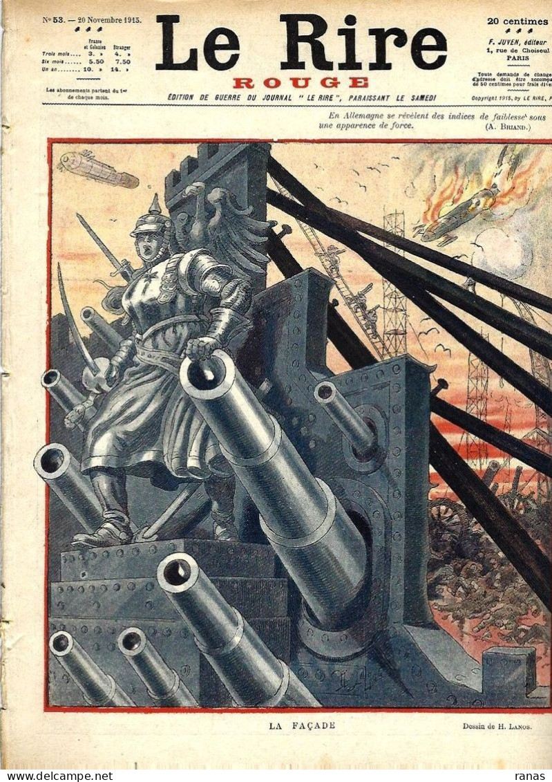 Revue Caricature Satirique Très Illustré Le Rire Rouge Anti Kaiser Germany N° 53 De 1915 Edouard Bernard - Other & Unclassified