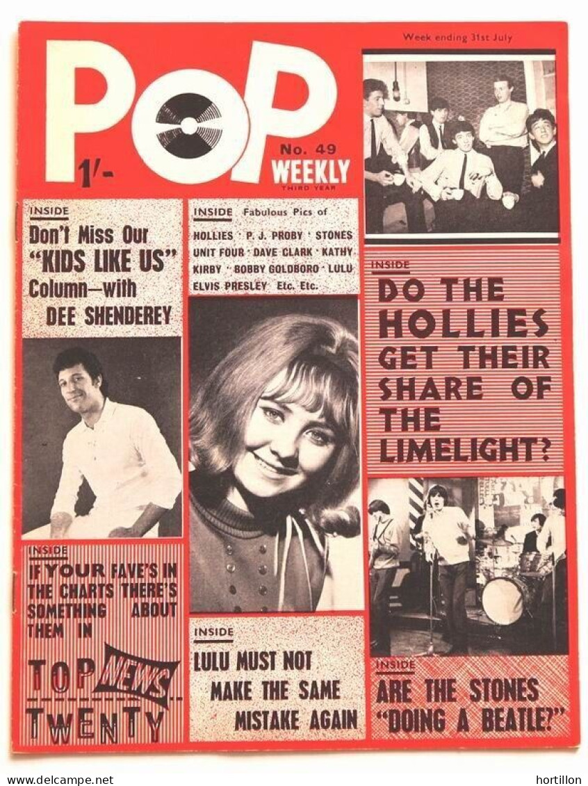 Magazine Revue UK POP WEEKLY N° 49 31 Juillet 1965 THE ROLLING STONES Elvis Presley Lulu - Cultural