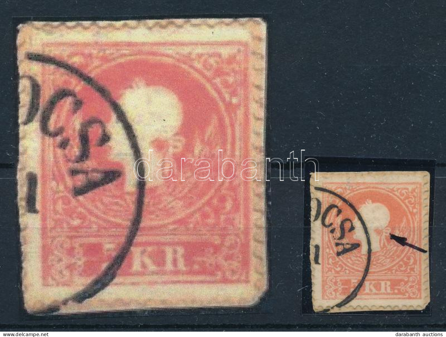 1858 5kr Nagy Lemezhibával: Piros Folt / With Paint Spot - Autres & Non Classés