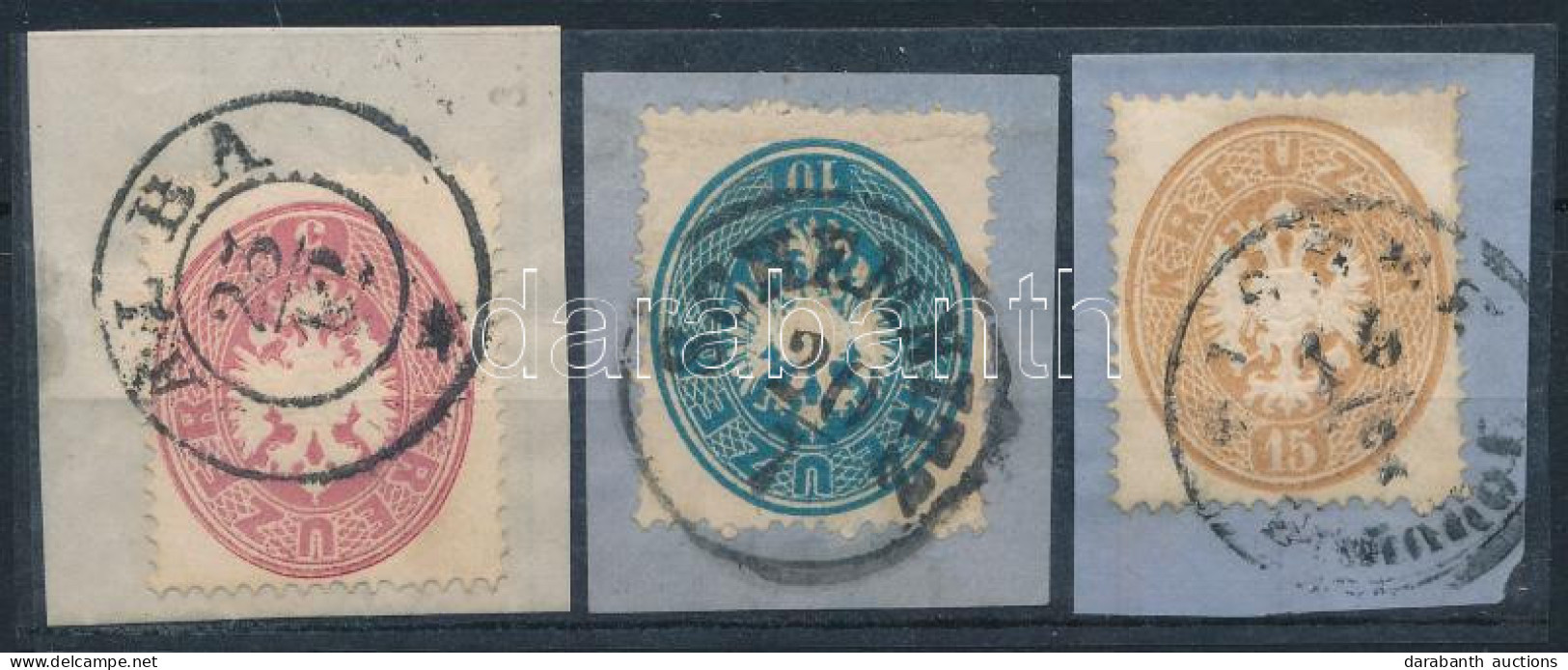 1863 5kr "ALBA", 10kr "SCHEMNITZ", 15kr "SISSEK / Bahnhof" - Andere & Zonder Classificatie