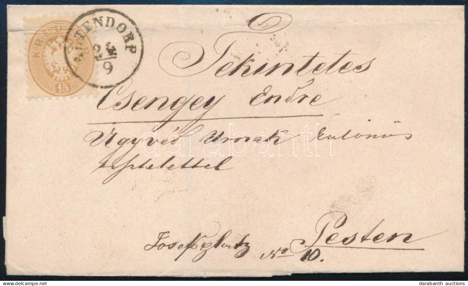 ~1864 15kr Levélen / On Cover "ALTENDORF" (hajtott / Folded) - Autres & Non Classés