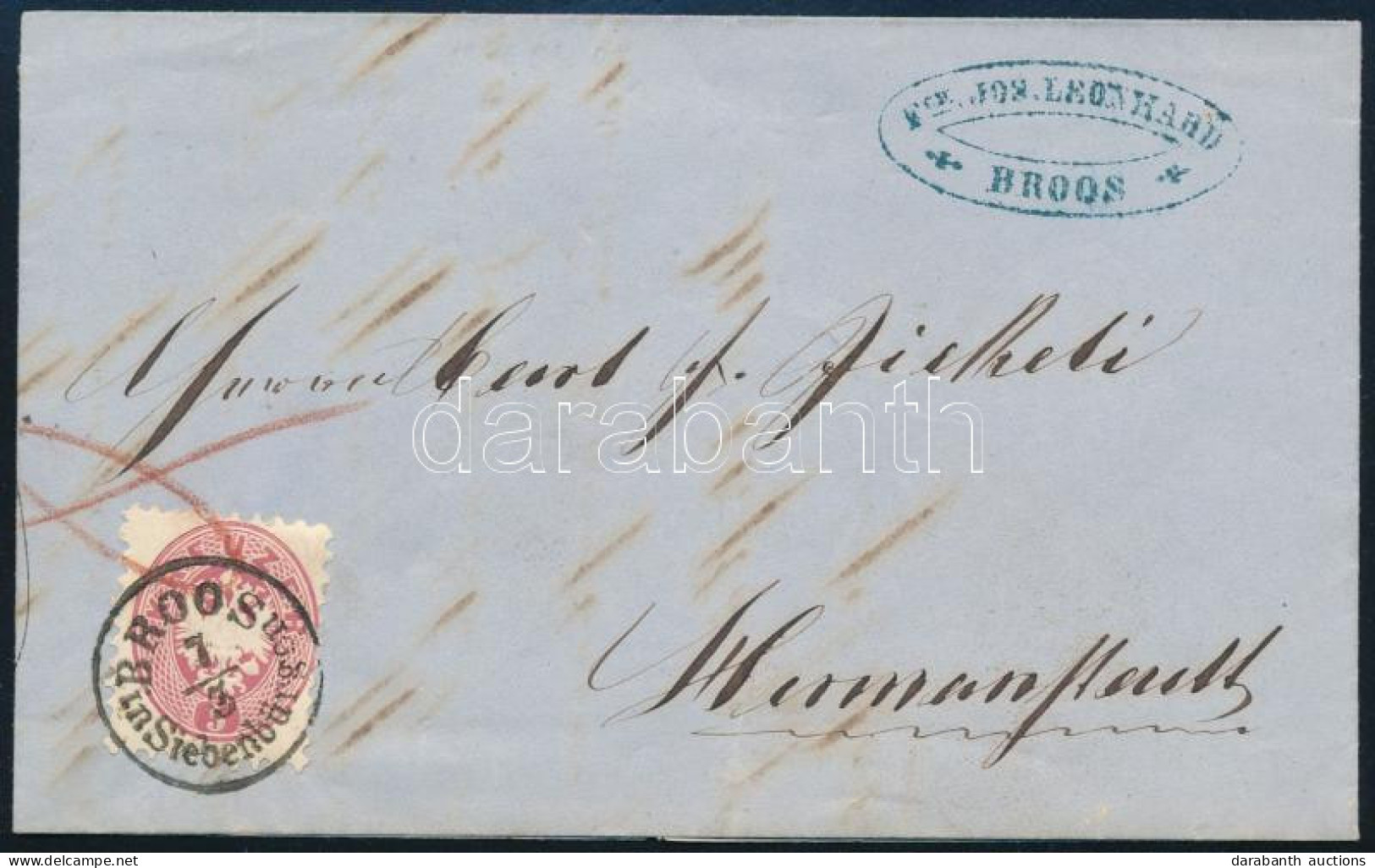 1864 5kr Levélen / On Cover "BROOS / In Siebenbürgen" - Altri & Non Classificati