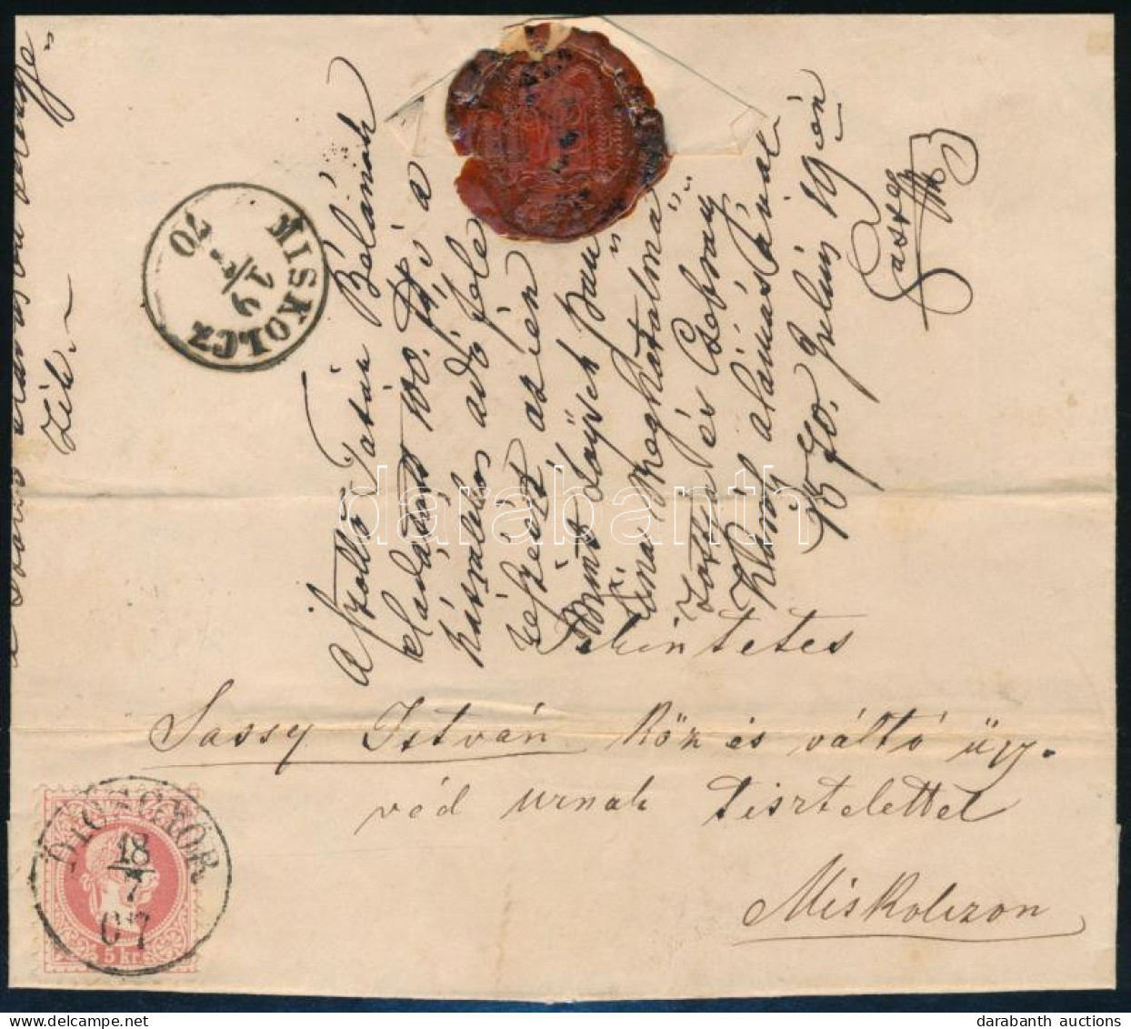 1867 5kr Levélen "DIÓSGYŐR" - Miskolc - Otros & Sin Clasificación