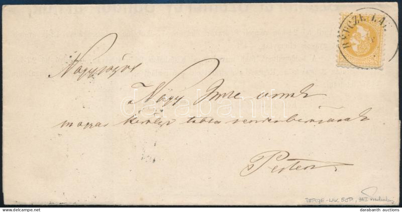 1871 2kr Gyászjelentésen / On Obituary Notice "RÉPCZE-LAK" Sign: Ferchenbauer - Otros & Sin Clasificación